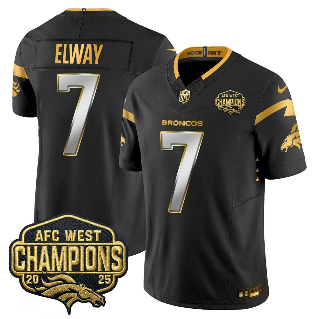 DEN AFC West Champions Patch Gold Vapor Limited Jersey - Stitched