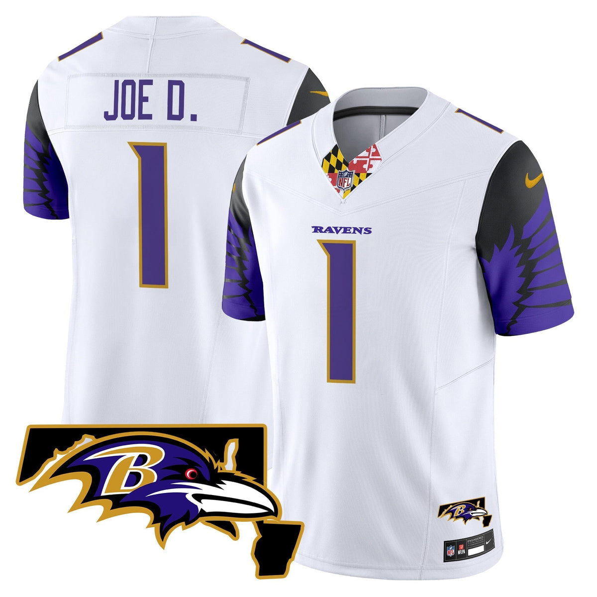 Men's Ravens Maryland Patch Vapor Limited Jersey V2 - All Stitched