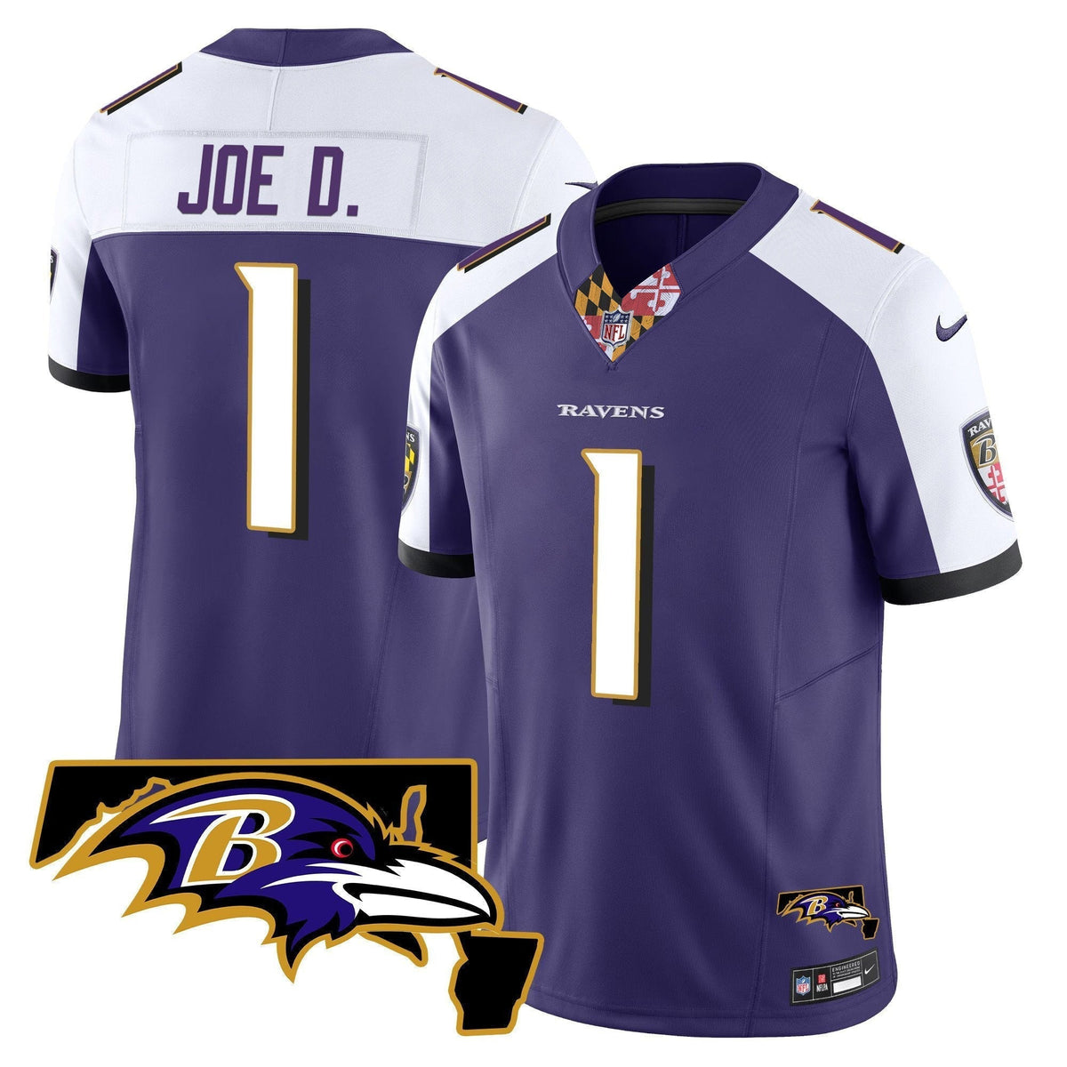 Men's Ravens Maryland Patch Vapor Limited Jersey V3 - All Stitched