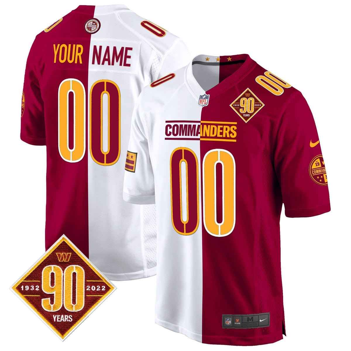 WAS 90th Anniversary Patch Game Custom Jersey - Stitched