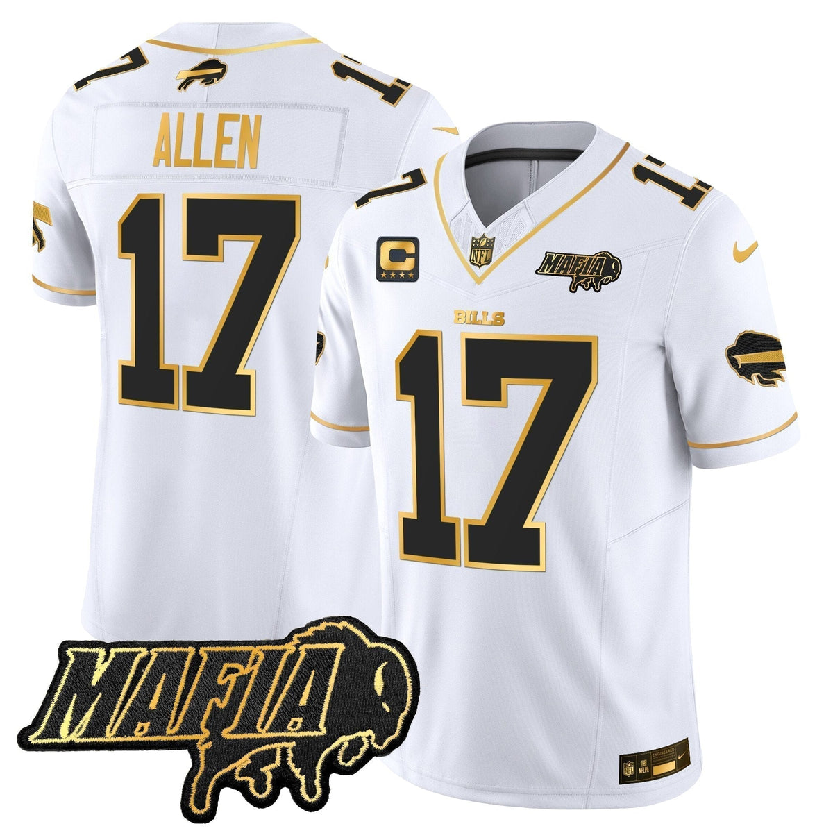 BUF 2024 Bills Mafia Patch Gold Vapor Limited Jersey - Stitched