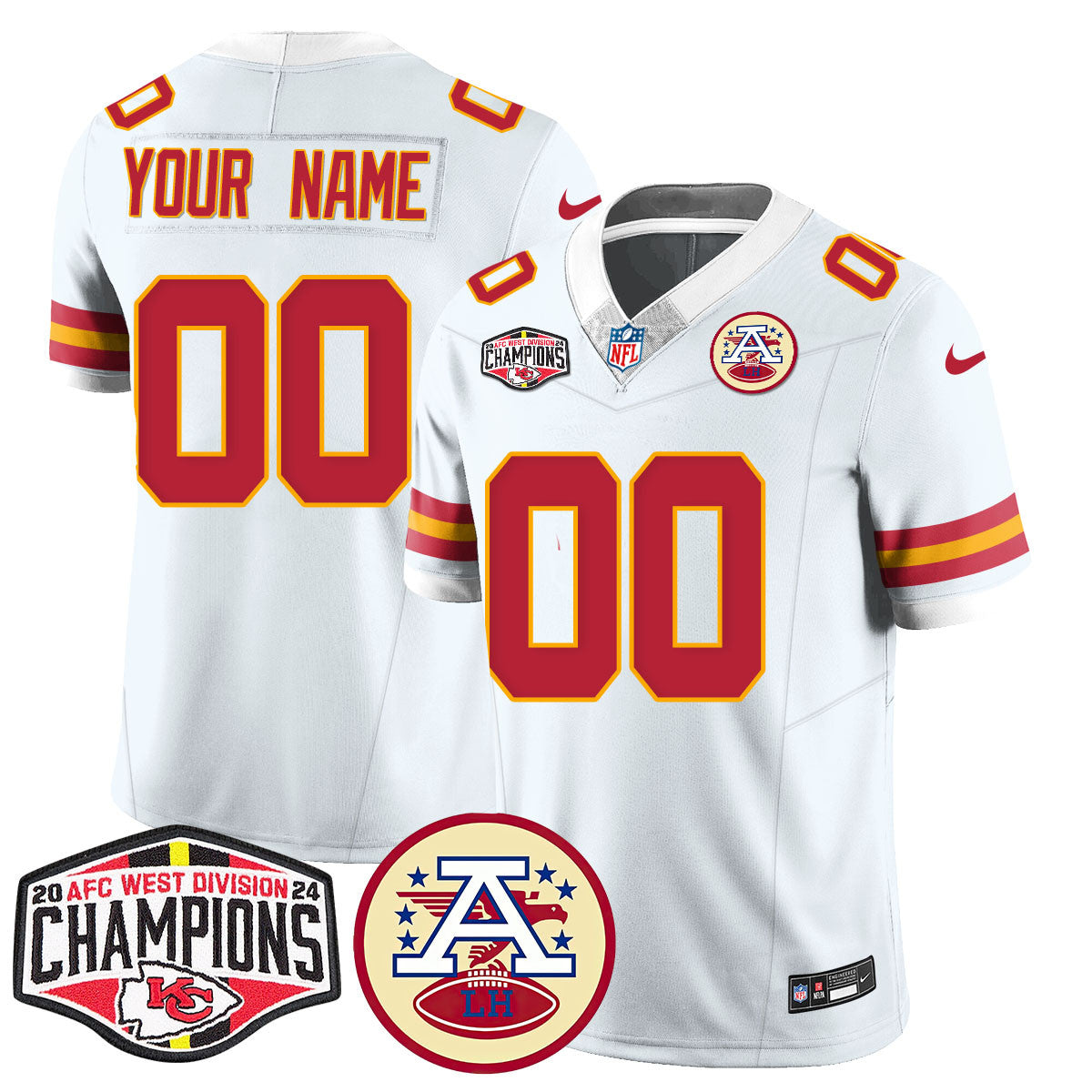Custom Gender/Name Chiefs 2024 AFC West Champs Jersey - Stitched