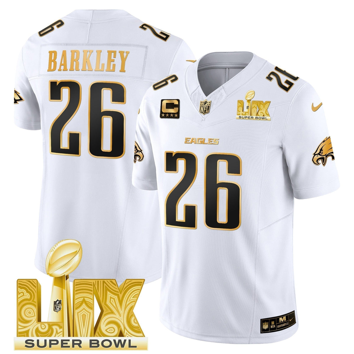 PHI Super Bowl LIX Patch Gold Vapor Limited Jersey - Stitched