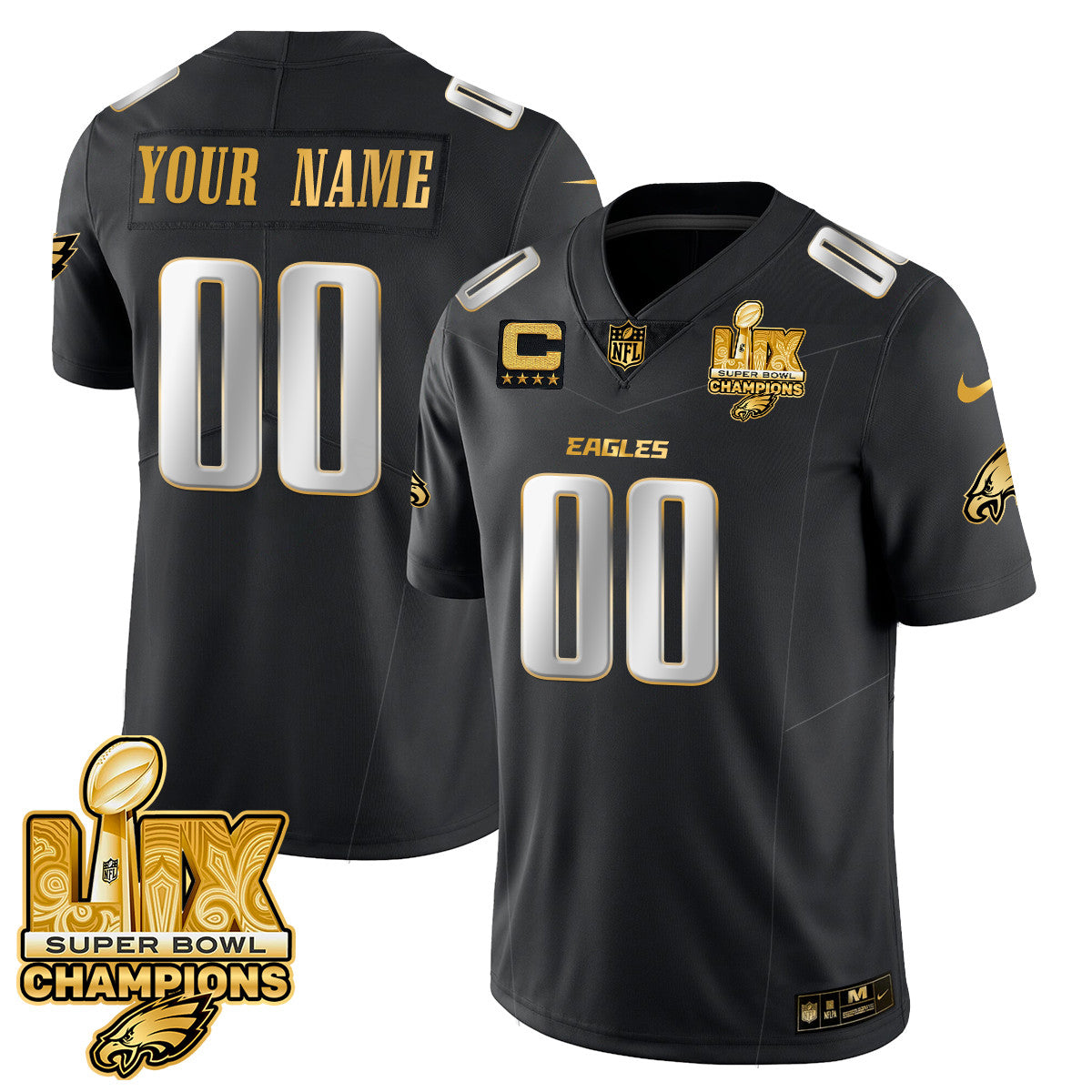 Custom Name/Gender PHI Super Bowl LIX Champions Vapor Limited Jersey - Stitched