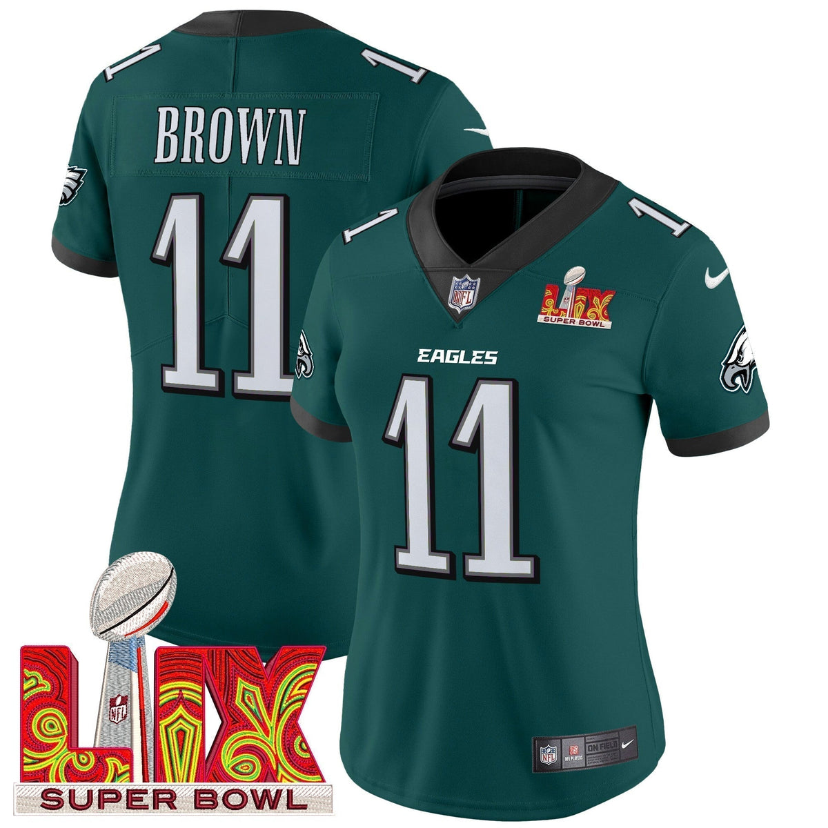 Women's PHI Super Bowl LIX Patch Vapor Limited Jersey - Stitched