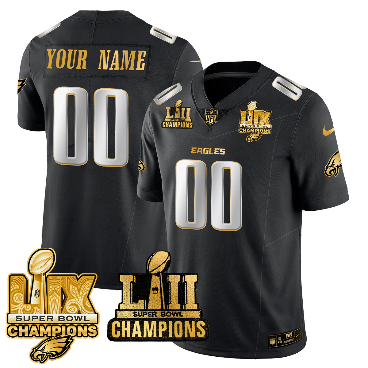 Custom Name/Gender PHI LII-LIX Super Bowl Champions Vapor Limited Jersey - Stitched