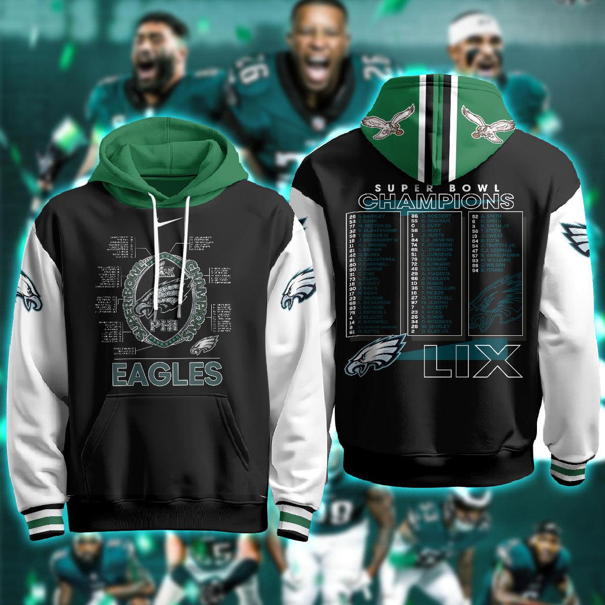 PHI Super Bowl LIX Champions Limited Hoodie N1 - Printed