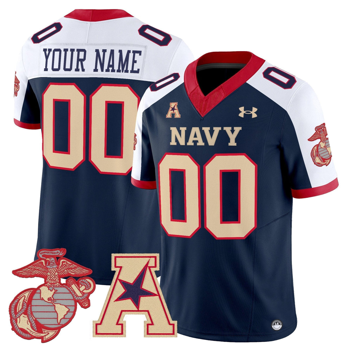 Navy Midshipmen Vapor USMC Premier Custom Jersey - All Stitched