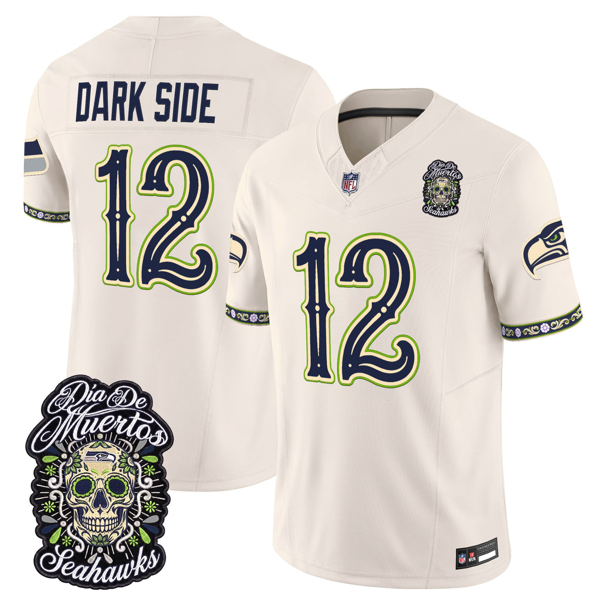 Seattle Seahawks Día de los Muertos Vapor Limited Jersey - Stitched