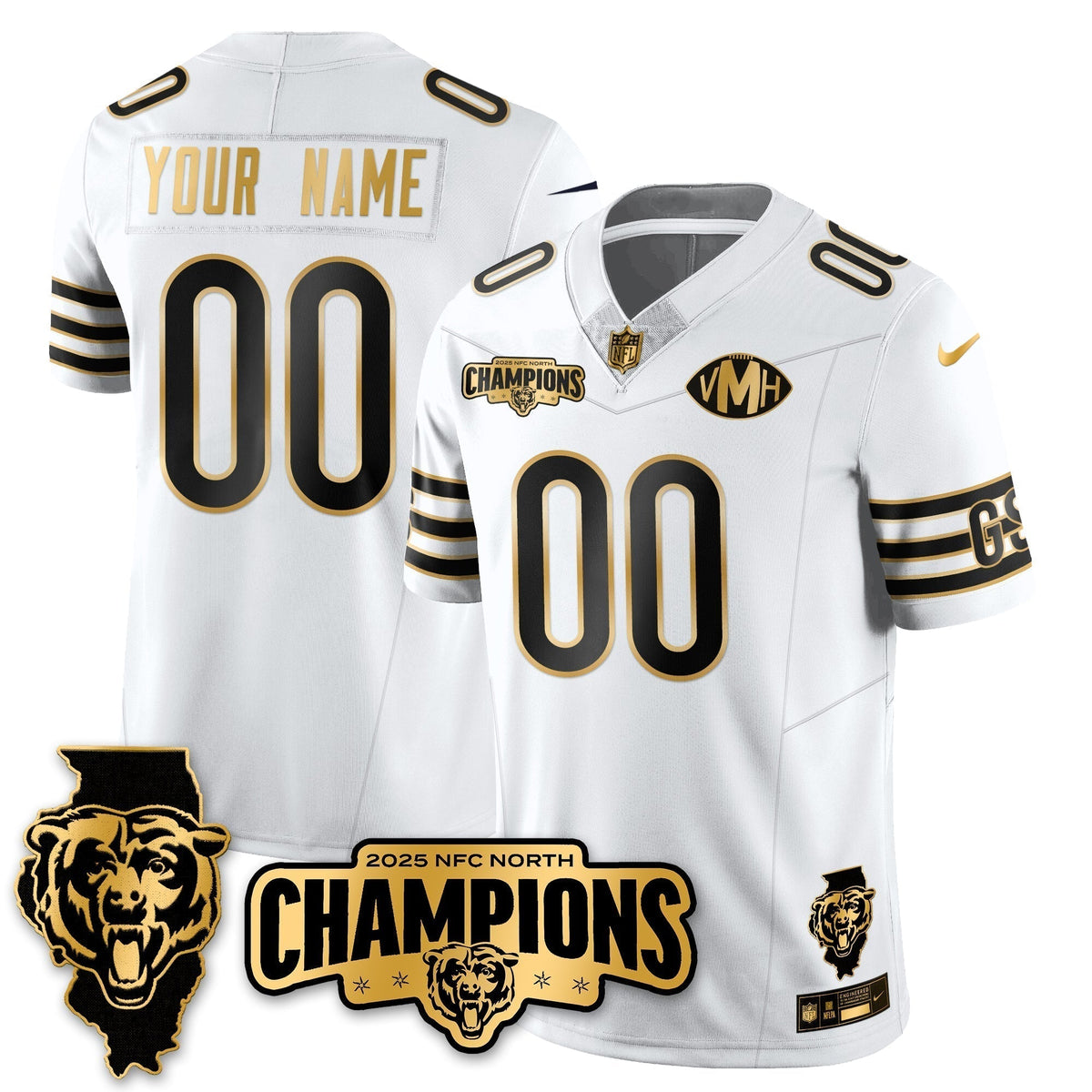 Custom CHI NFC North Division Champions Vapor Limited Gold Jersey - Stitched