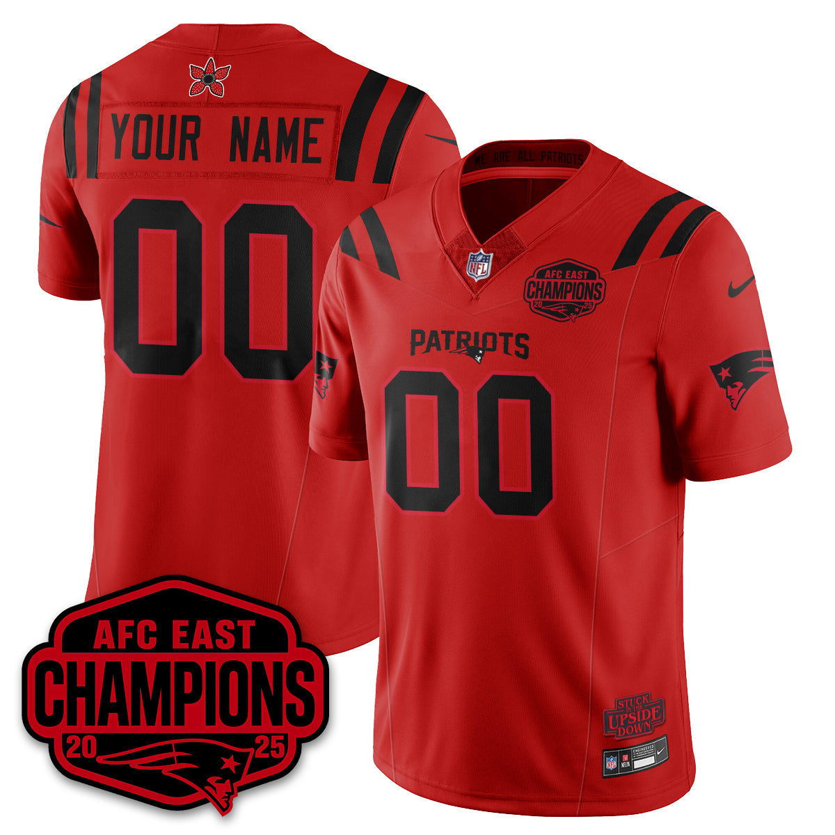 Custom NE 'Stranger Things' AFC East Division Champions Vapor Limited Jersey - Stitched