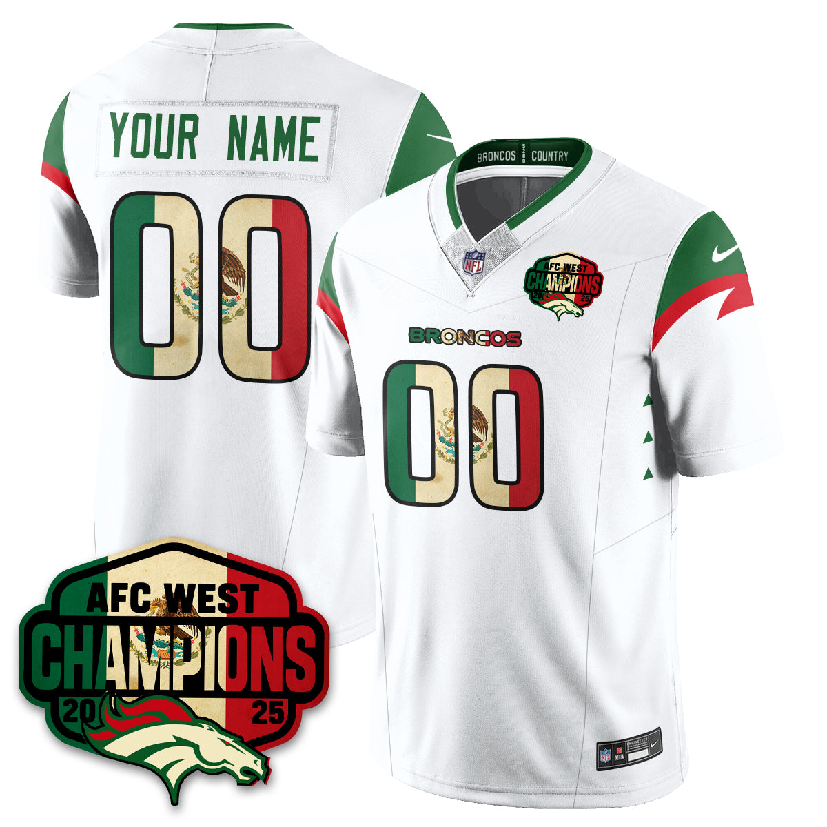 Custom DEN Mexico AFC West Division Champions Vapor Limited Jersey - Stitched