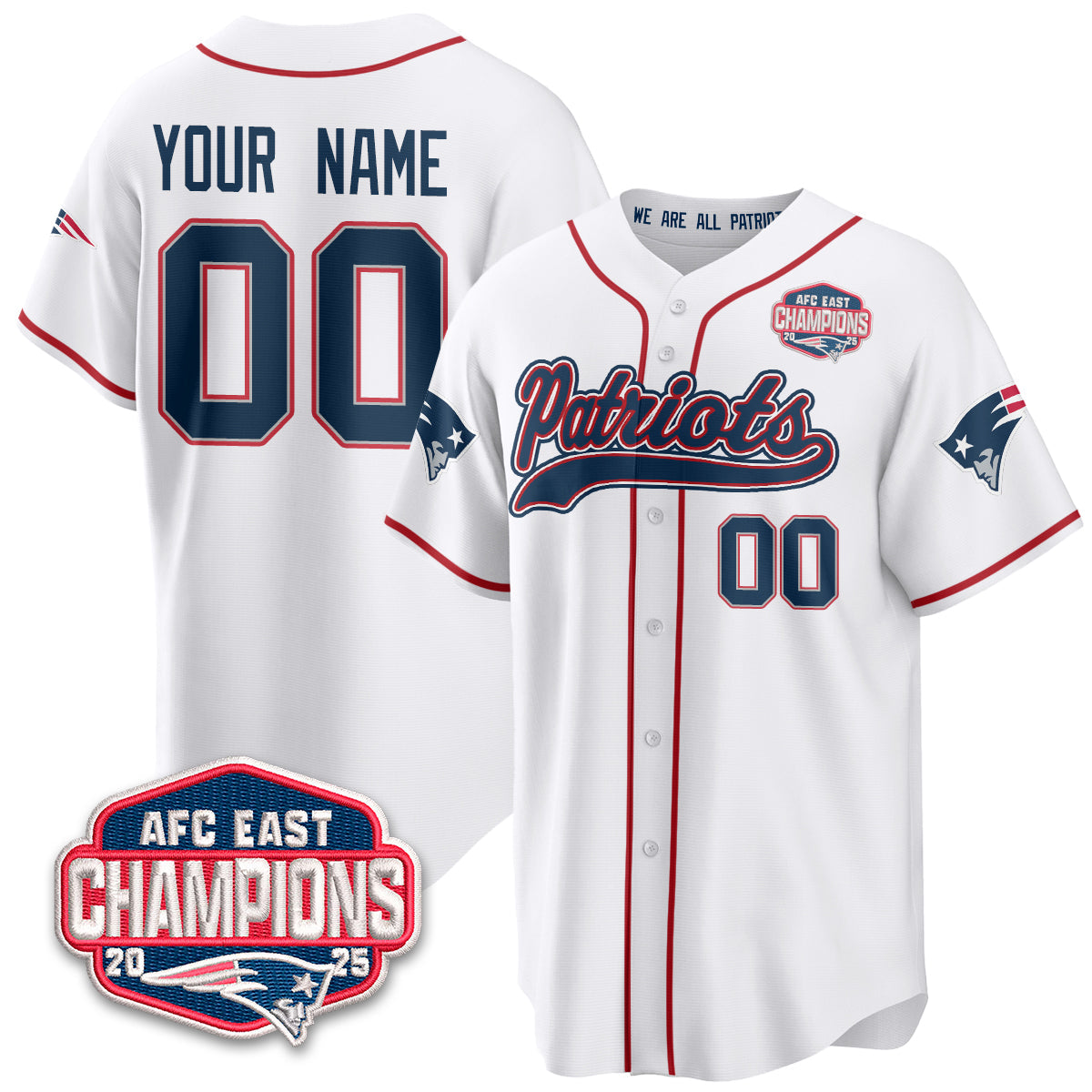 NE AFC East Division Champions Vapor Limited Baseball Jersey - Stitched