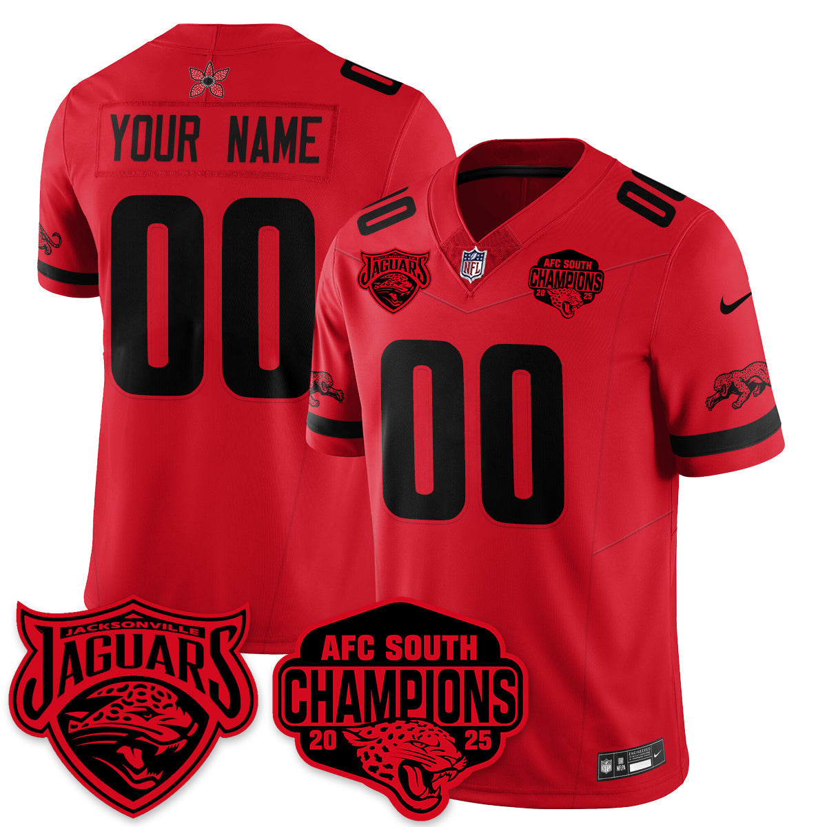 DET Stranger Things AFC South Division Champions Vapor Limited Throwback Jersey - Stitched