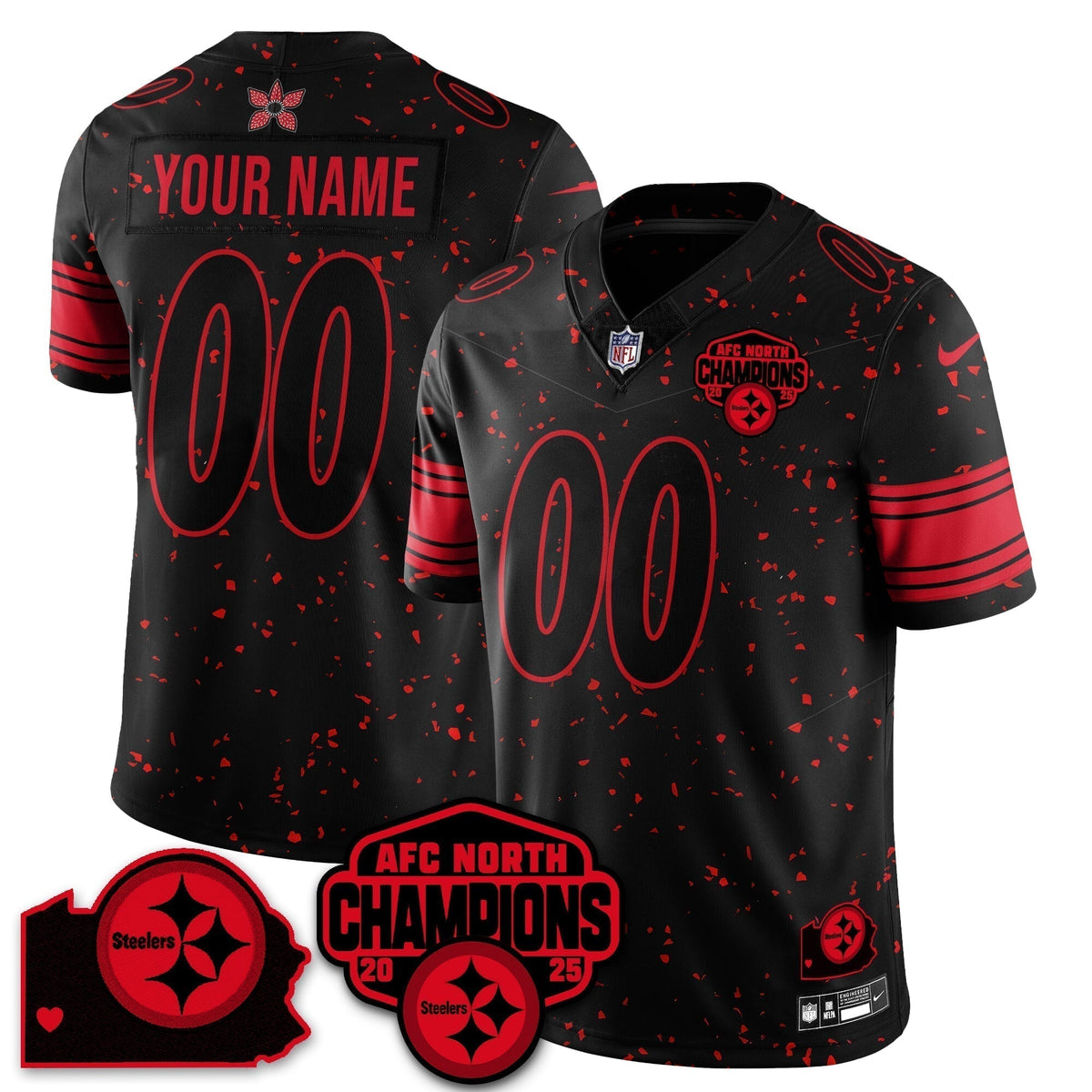PIT Stranger Things AFC North Division Champions Vapor Limited Custom Jersey - Stitched
