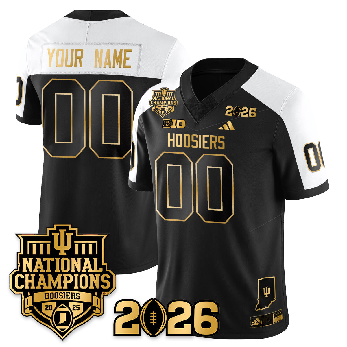 Indiana H Vapor Limited Football Gold Custom Jersey - 2025 National Champions - Stitched