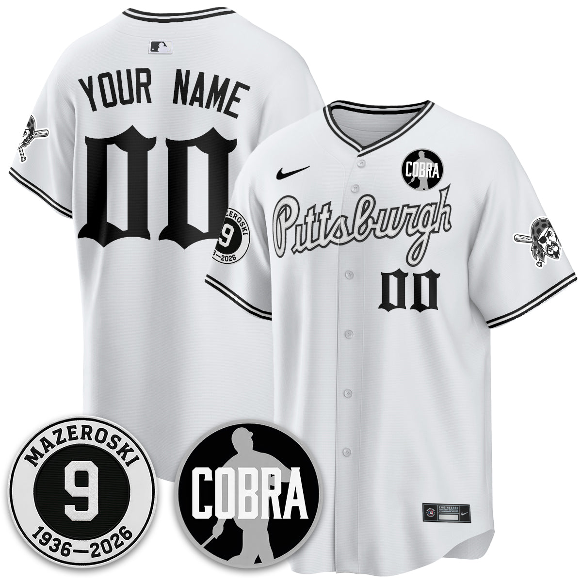 PIT Memories Vapor Limited Gothic Custom Jersey - Bill Mazeroski Patch - Stitched