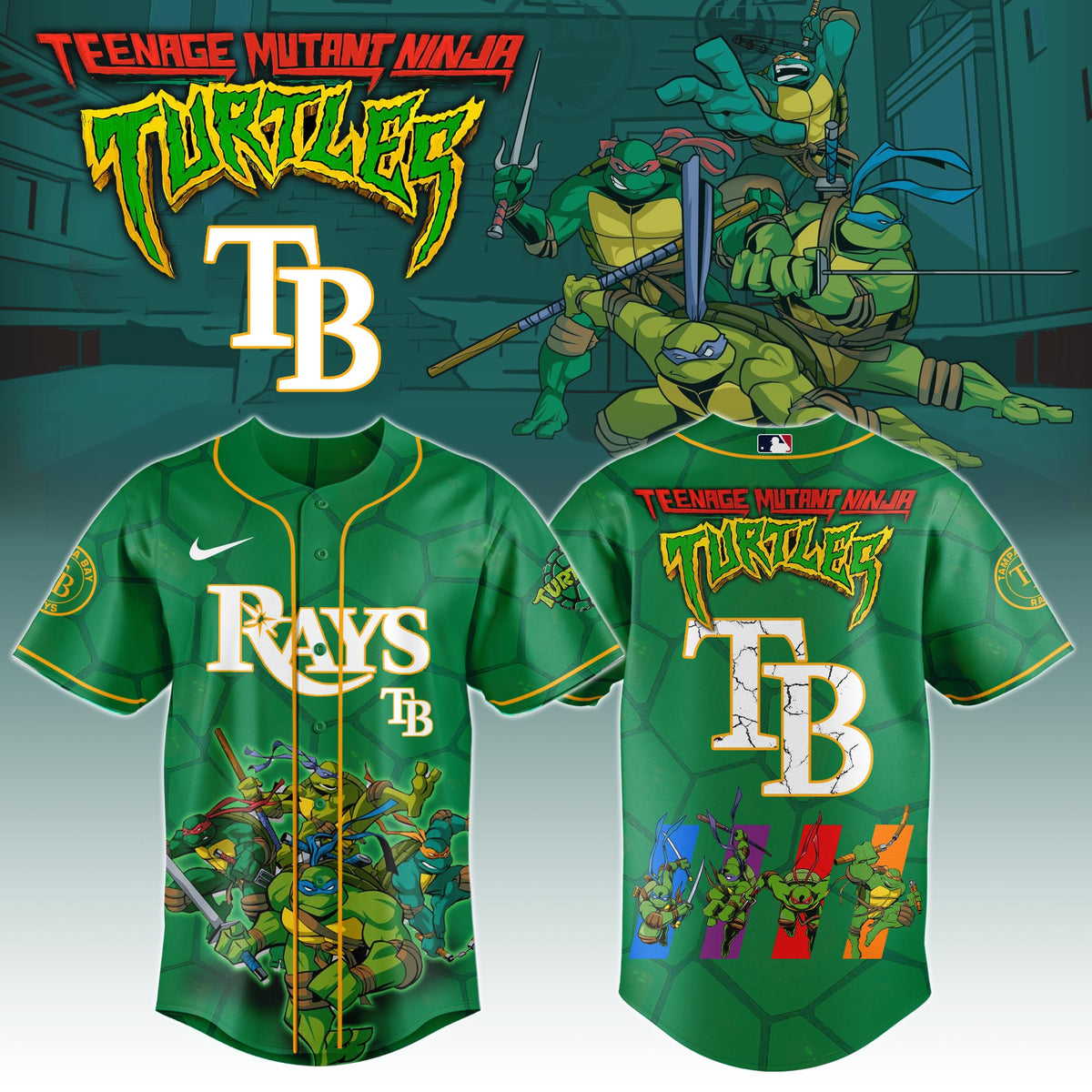 . Tampa Bay Rays x Ninja Turtles Night Game Limited Edition Jersey 2025