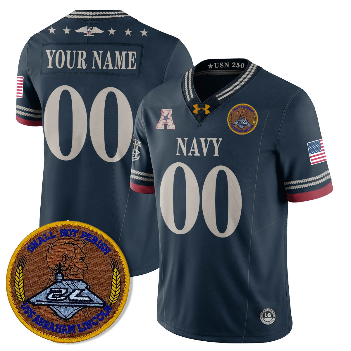 Custom Navy MID Honoring the 250th Anniversary of the United States Navy Jersey - Stitched