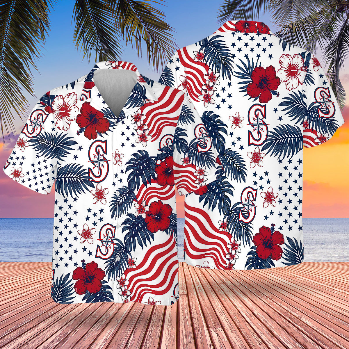 SEA Special Semiquincentennial Hawaiian Design Button Shirt V4