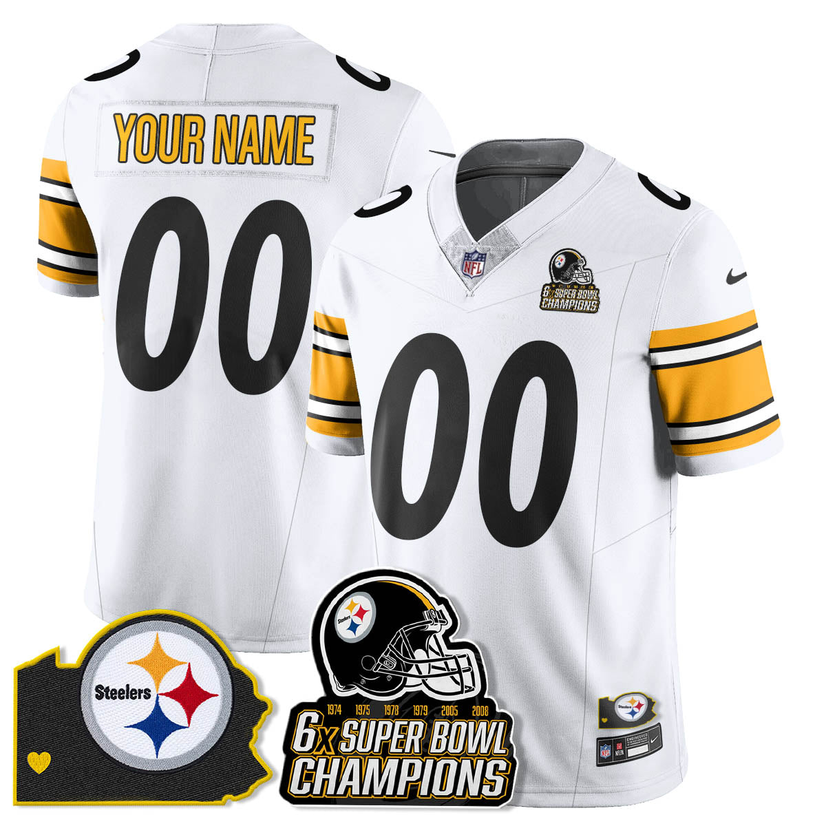 Custom PIT 6-Time Champions Patch Vapor Limited Jersey - Stitched