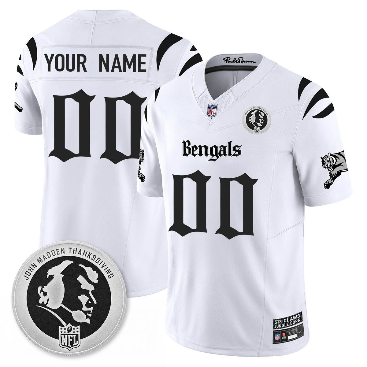 CIN Gothic Vapor Limited Custom Jersey - John Madden Patch - Stitched