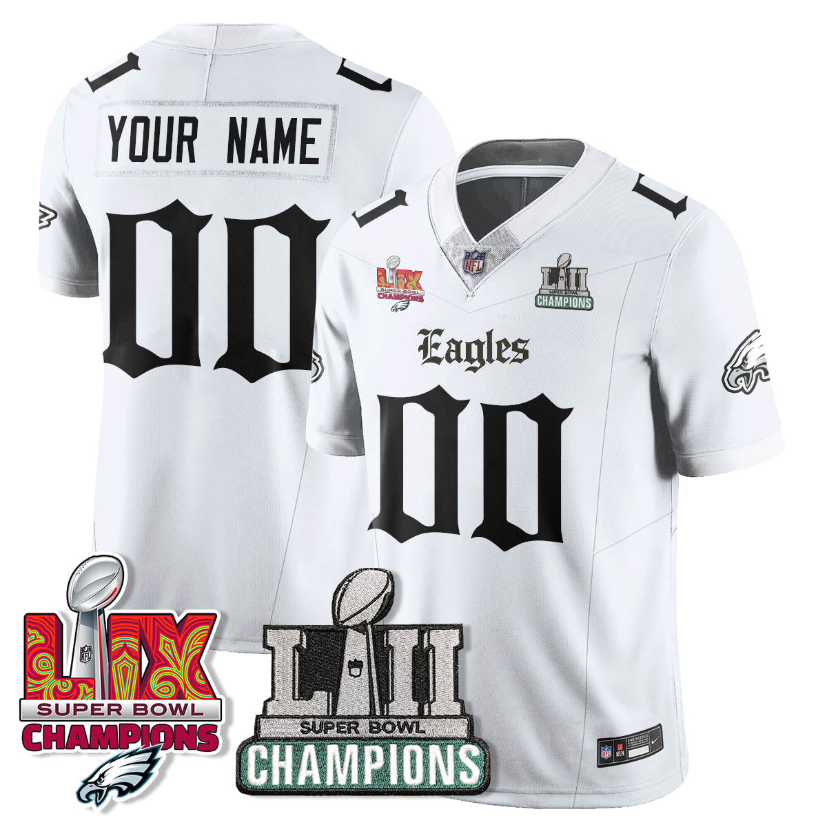 PHI 'Gothic Philly' LII-LIX Super Bowl Champions Vapor Limited Jersey - Stitched