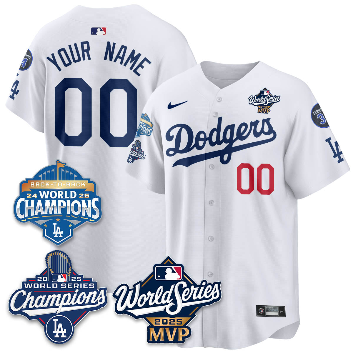Yoshinobu Yamamoto LAD 2025 World Series MVP Custom Jersey - Stitched