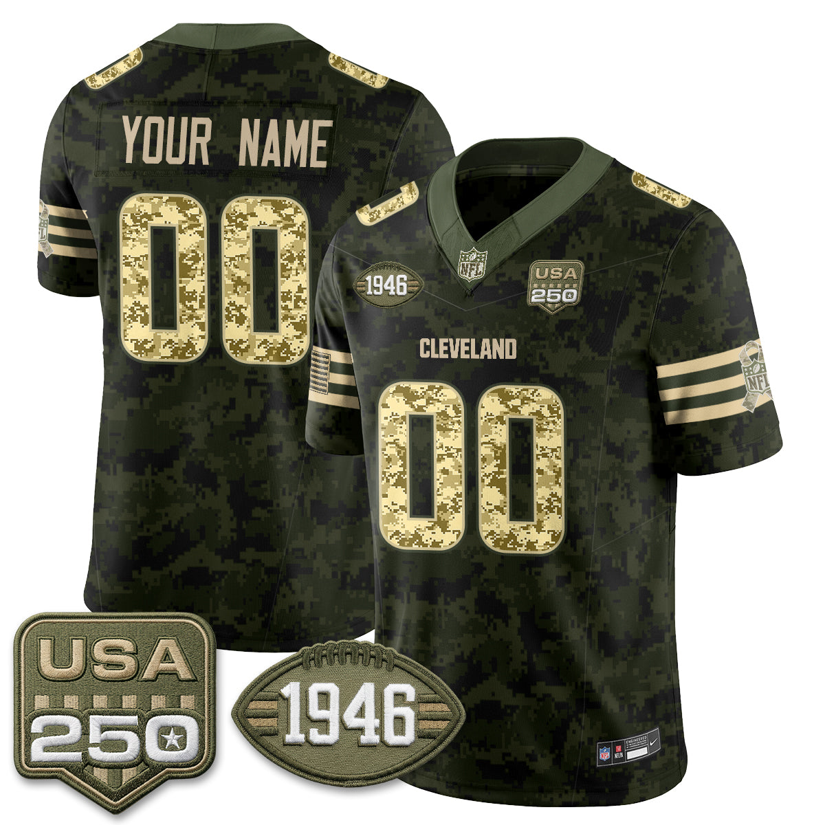 CLE 2026 Salute to Service Vapor Custom Jersey - Stitched