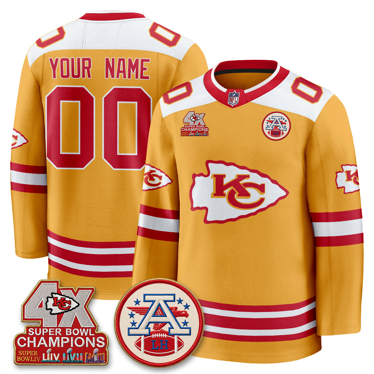 KC 4X Champs Edition Custom Hockey Jersey - Stitched