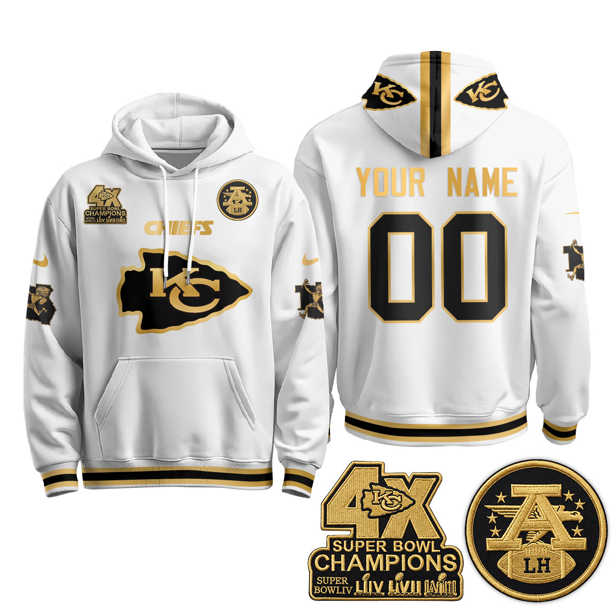 KC 4X Champs Gold Edition Custom Hoodie - Stitched