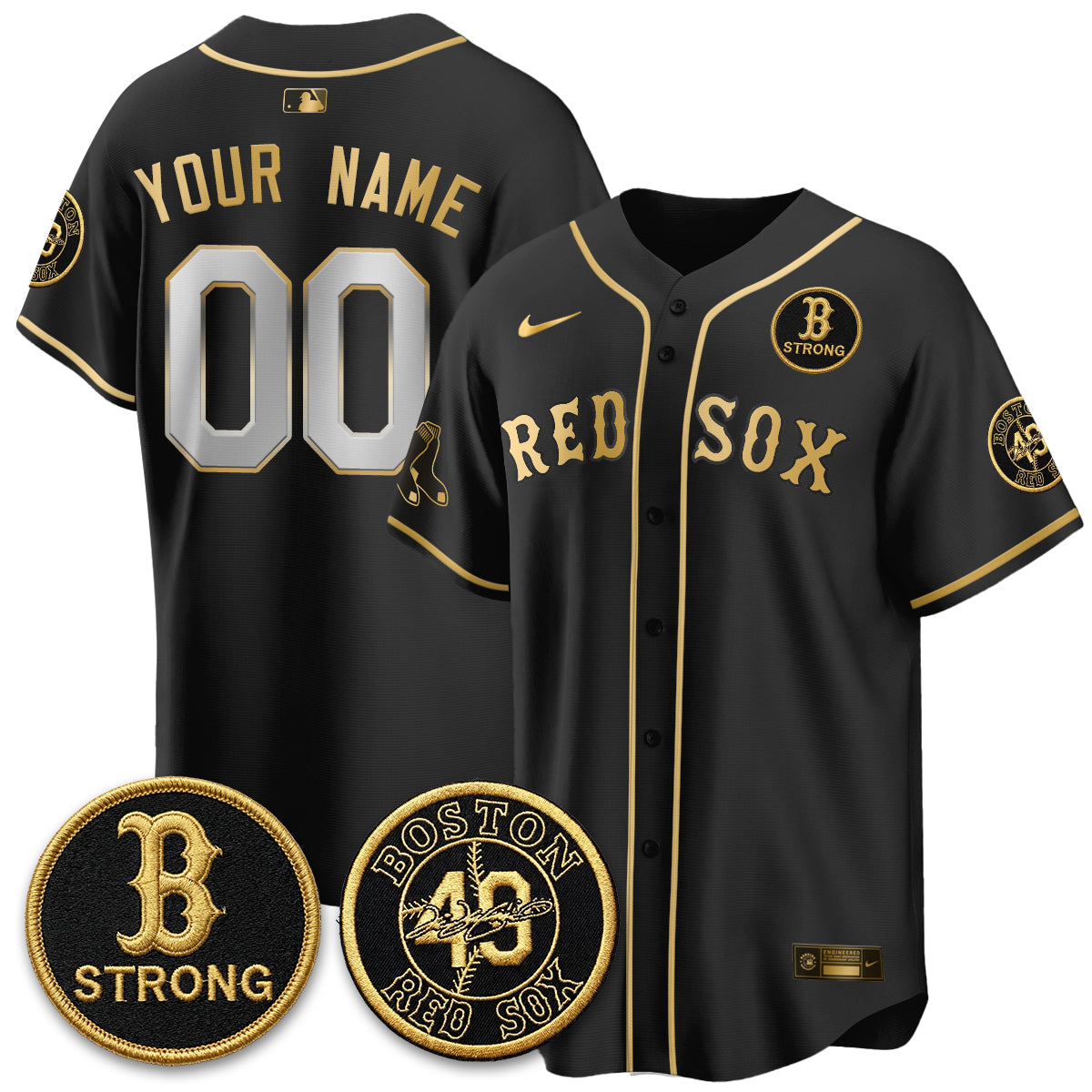 BOS Tim Wakefield Memorial Patch Vaper Premier Limited Custom Jersey - Stitched V2
