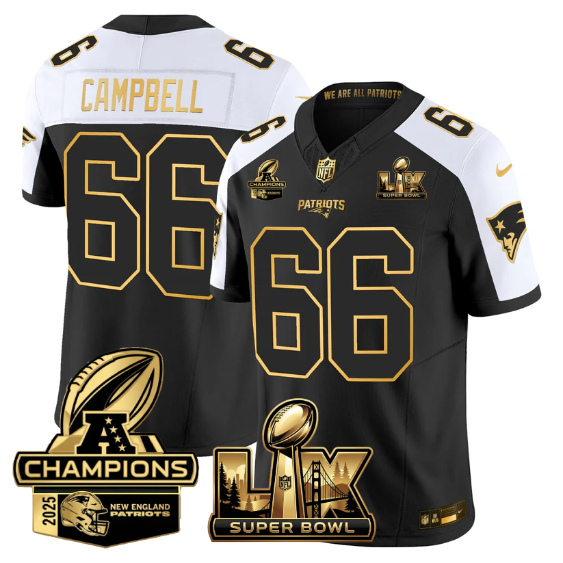 NE Super Bowl LX - AFC Champions Patch Gold Vapor Limited Jersey - Stitched