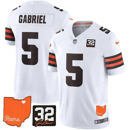 Browns #32 Jim Brown Memorial & Home Patch Vapor Limited Jersey - Stitched