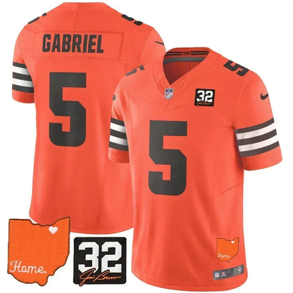 Browns #32 Jim Brown Memorial & Home Patch Vapor Limited Jersey N1 - Stitched