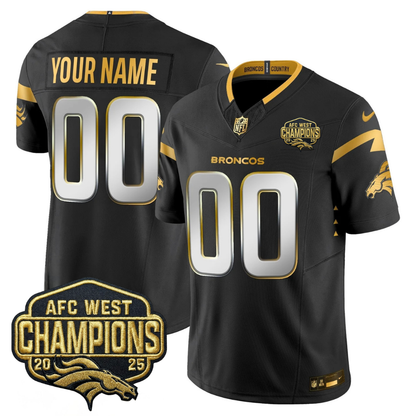 Custom DEN AFC West Champions Patch Gold Vapor Limited Jersey - Stitched