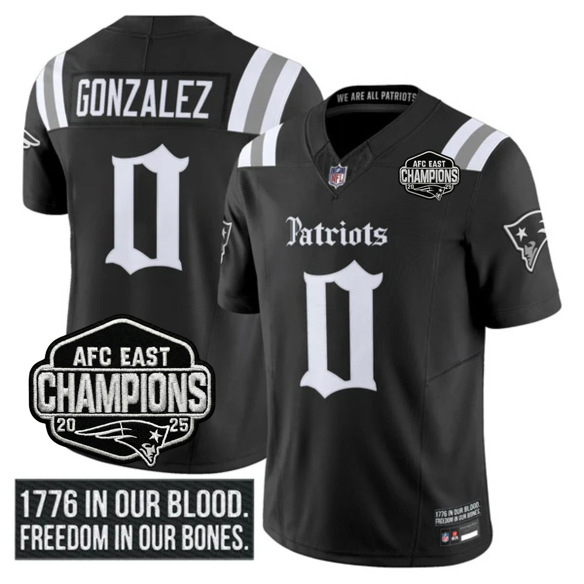 NE 'Gothic Revolution Edition' AFC East Champions Patch Vapor Limited Jersey - Stitched