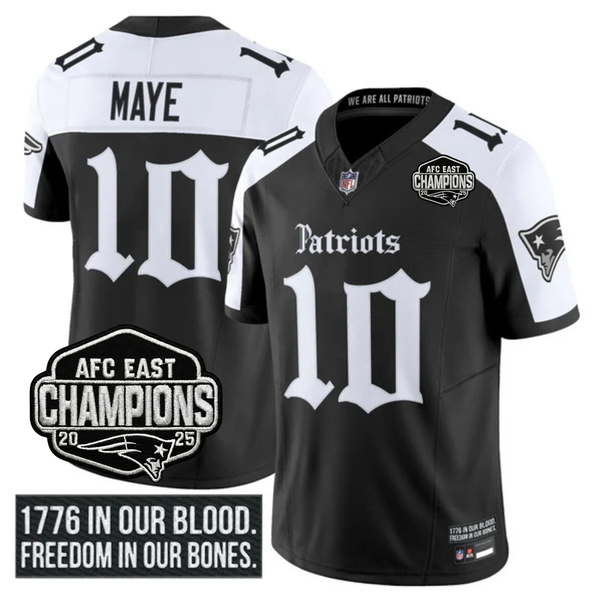 NE 'Gothic Revolution Edition' AFC East Champions Patch Vapor Limited Jersey - Stitched