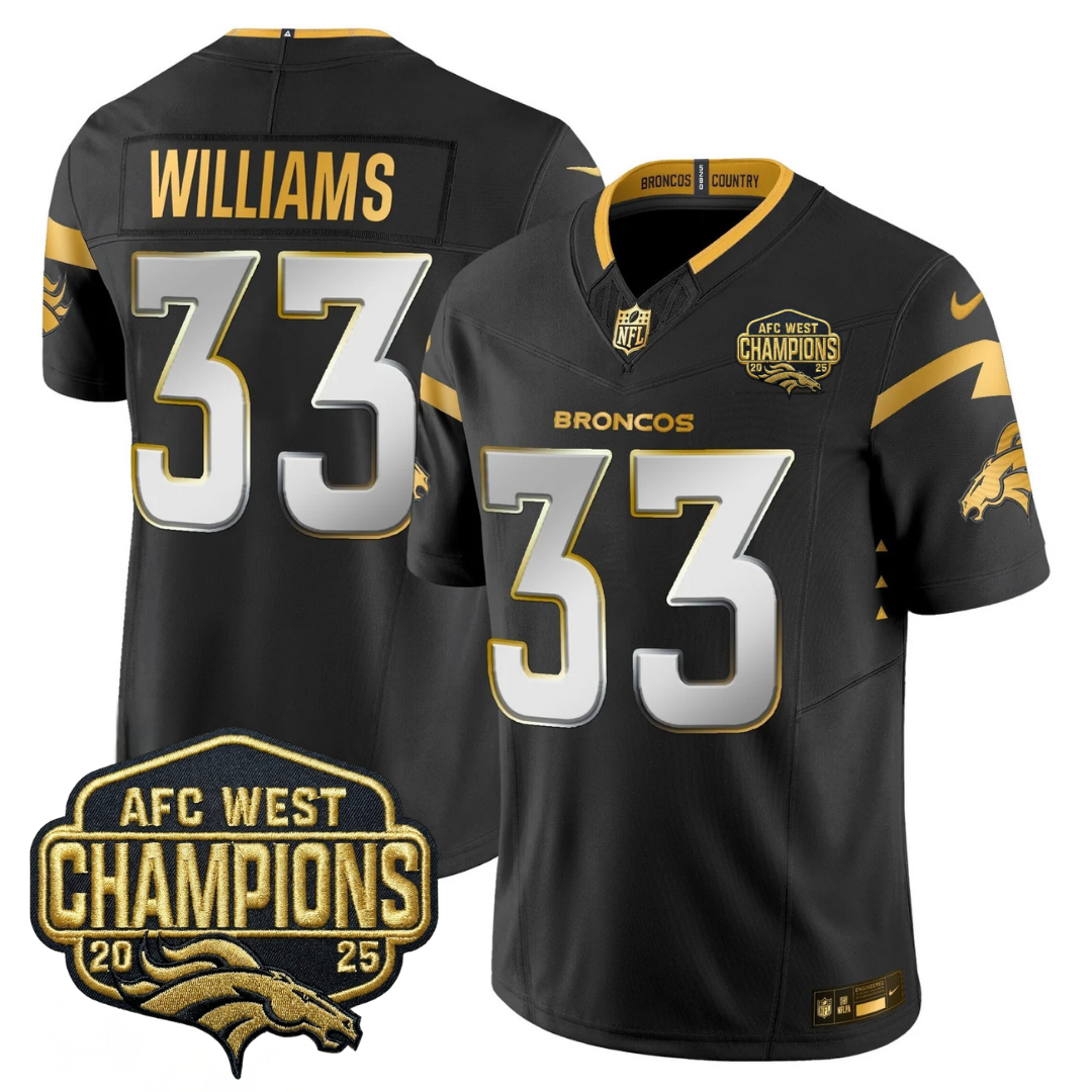 DEN AFC West Champions Patch Gold Vapor Limited Jersey - Stitched