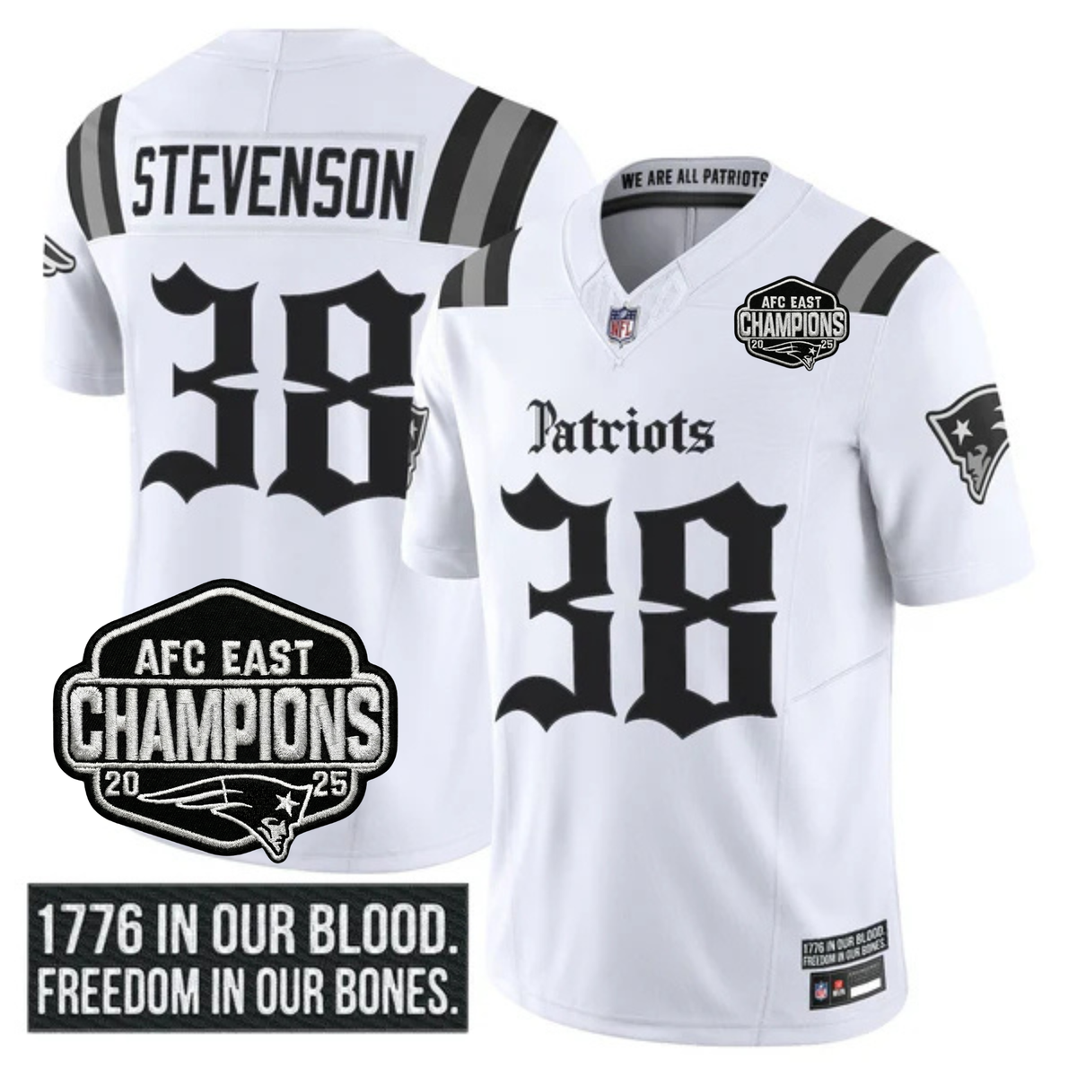 NE 'Gothic Revolution Edition' AFC East Champions Patch Vapor Limited Jersey - Stitched