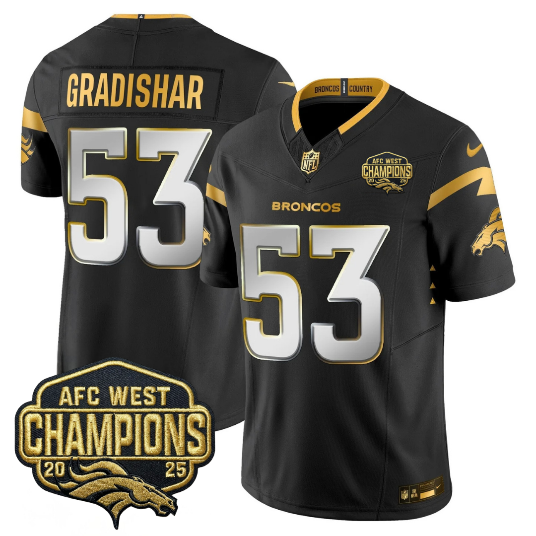 DEN AFC West Champions Patch Gold Vapor Limited Jersey - Stitched