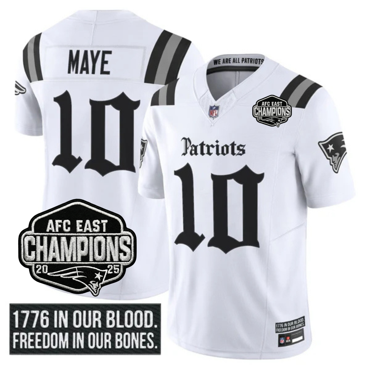 NE 'Gothic Revolution Edition' AFC East Champions Patch Vapor Limited Jersey - Stitched
