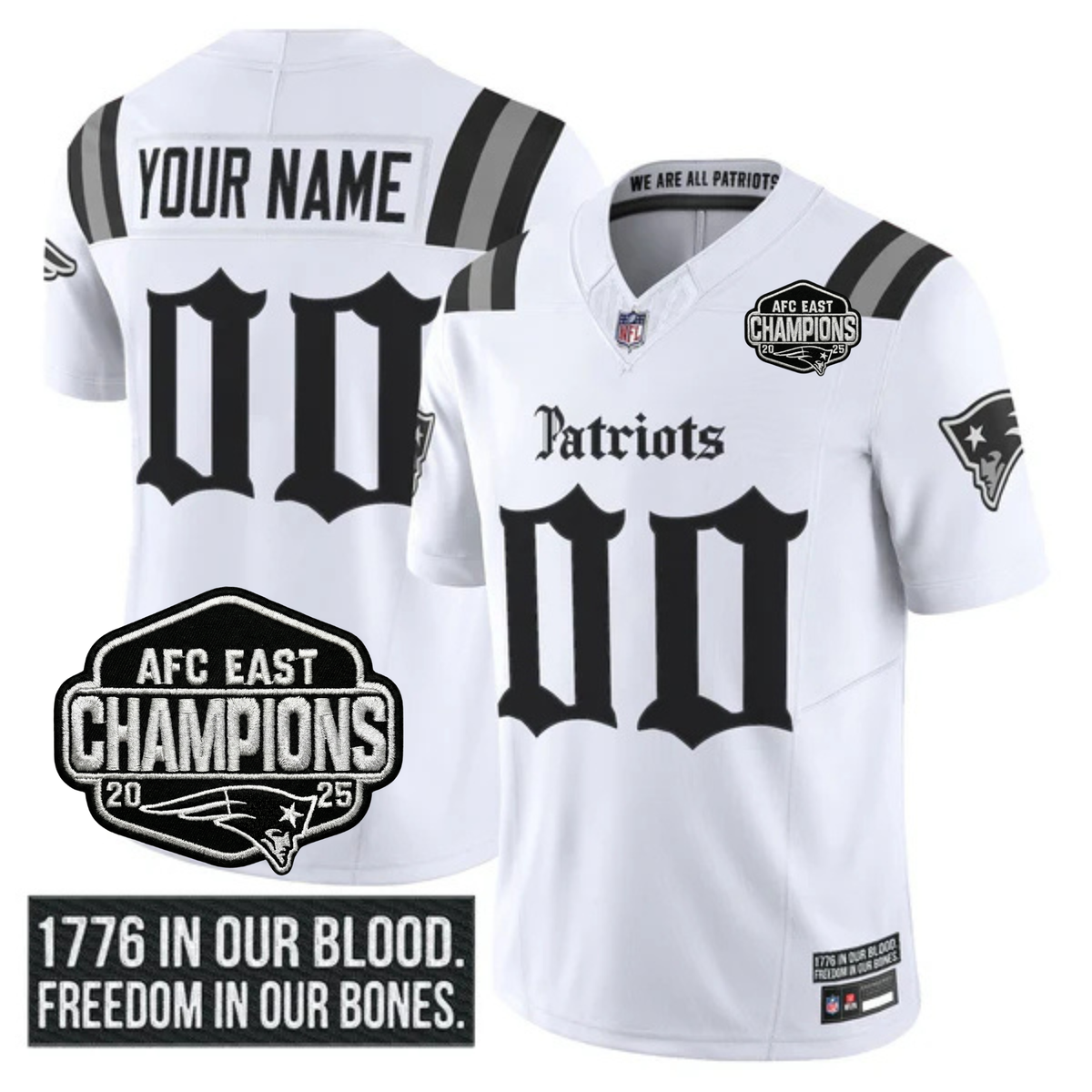 Custom NE 'Gothic Revolution Edition' AFC East Champions Patch Vapor Limited Jersey - Stitched