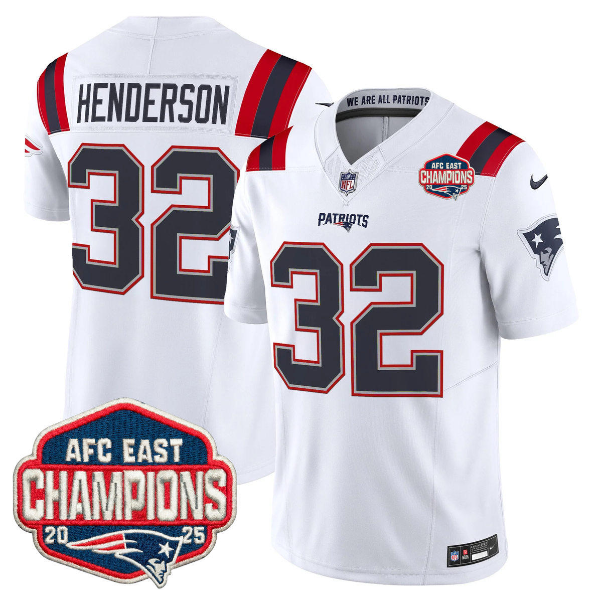 NE AFC East Champions Patch Vapor Limited Jersey - Stitched