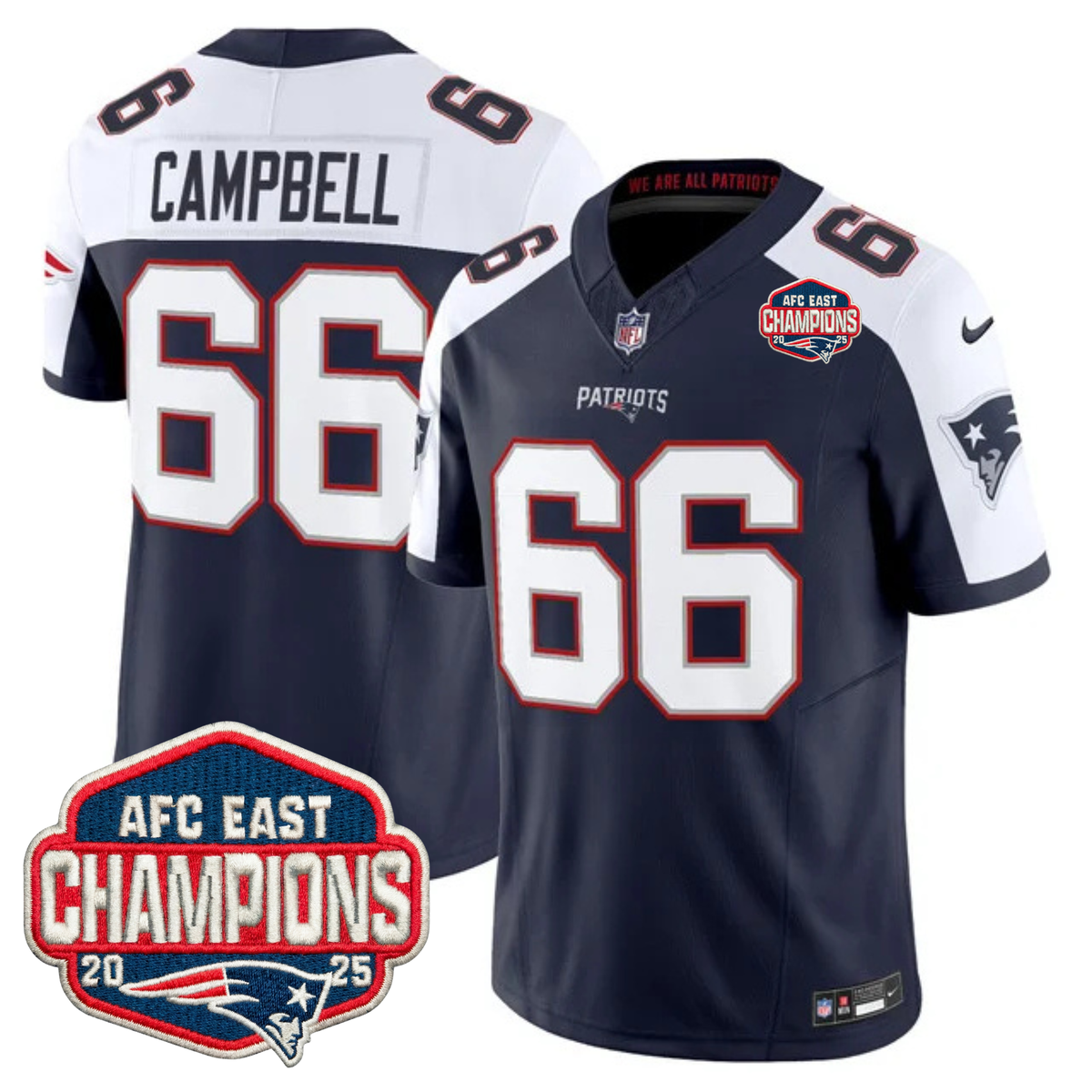 NE AFC East Champions Patch Vapor Limited Jersey - Stitched