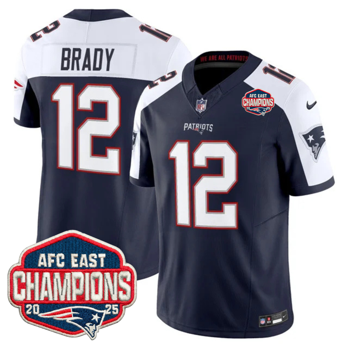 NE AFC East Champions Patch Vapor Limited Jersey - Stitched