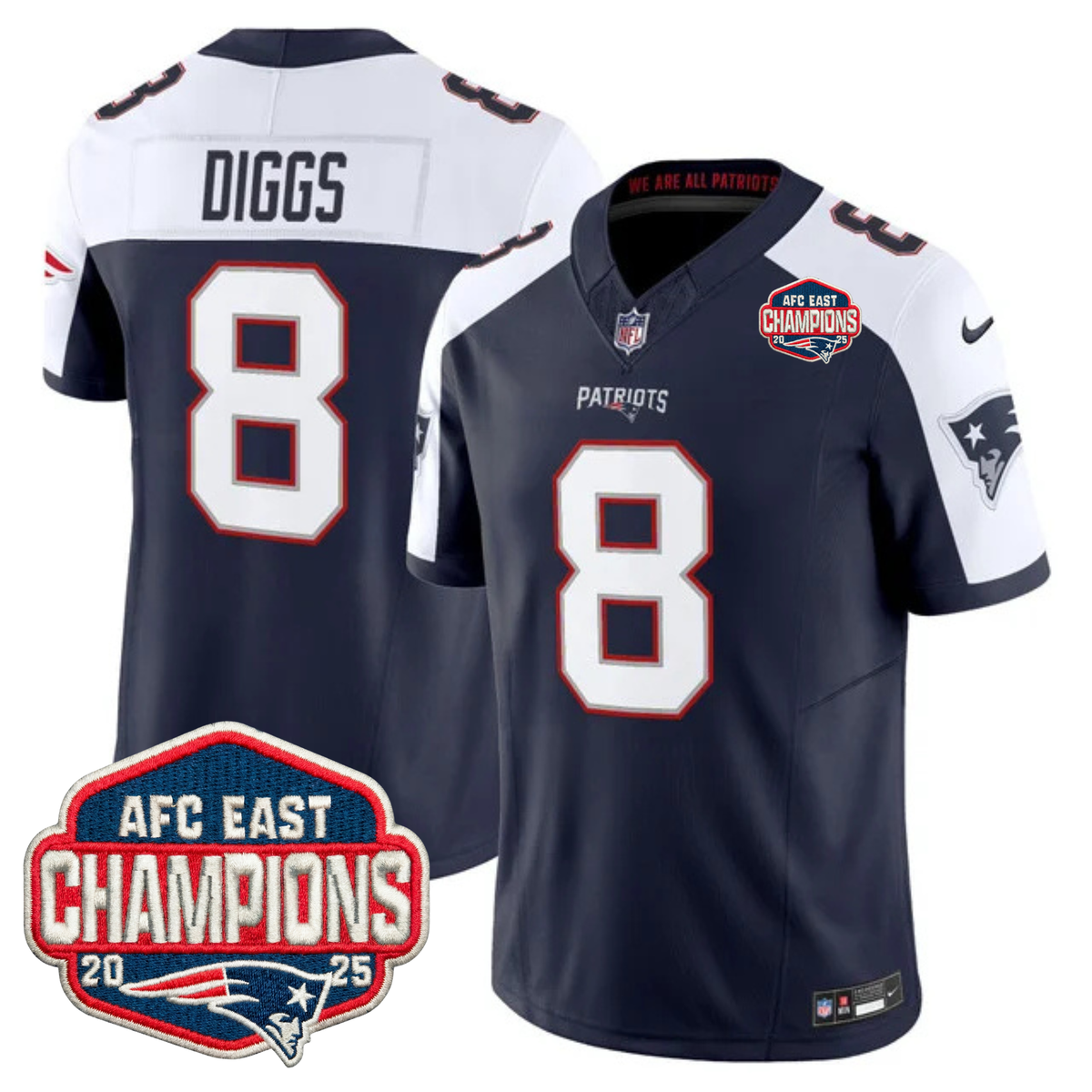 NE AFC East Champions Patch Vapor Limited Jersey - Stitched
