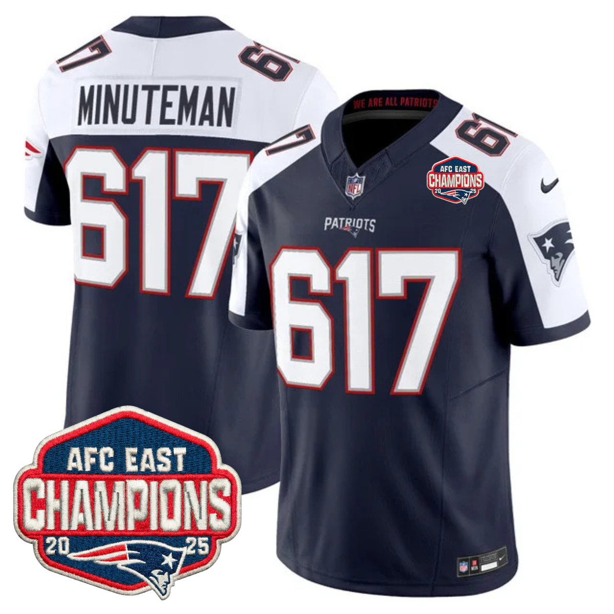 NE AFC East Champions Patch Vapor Limited Jersey - Stitched