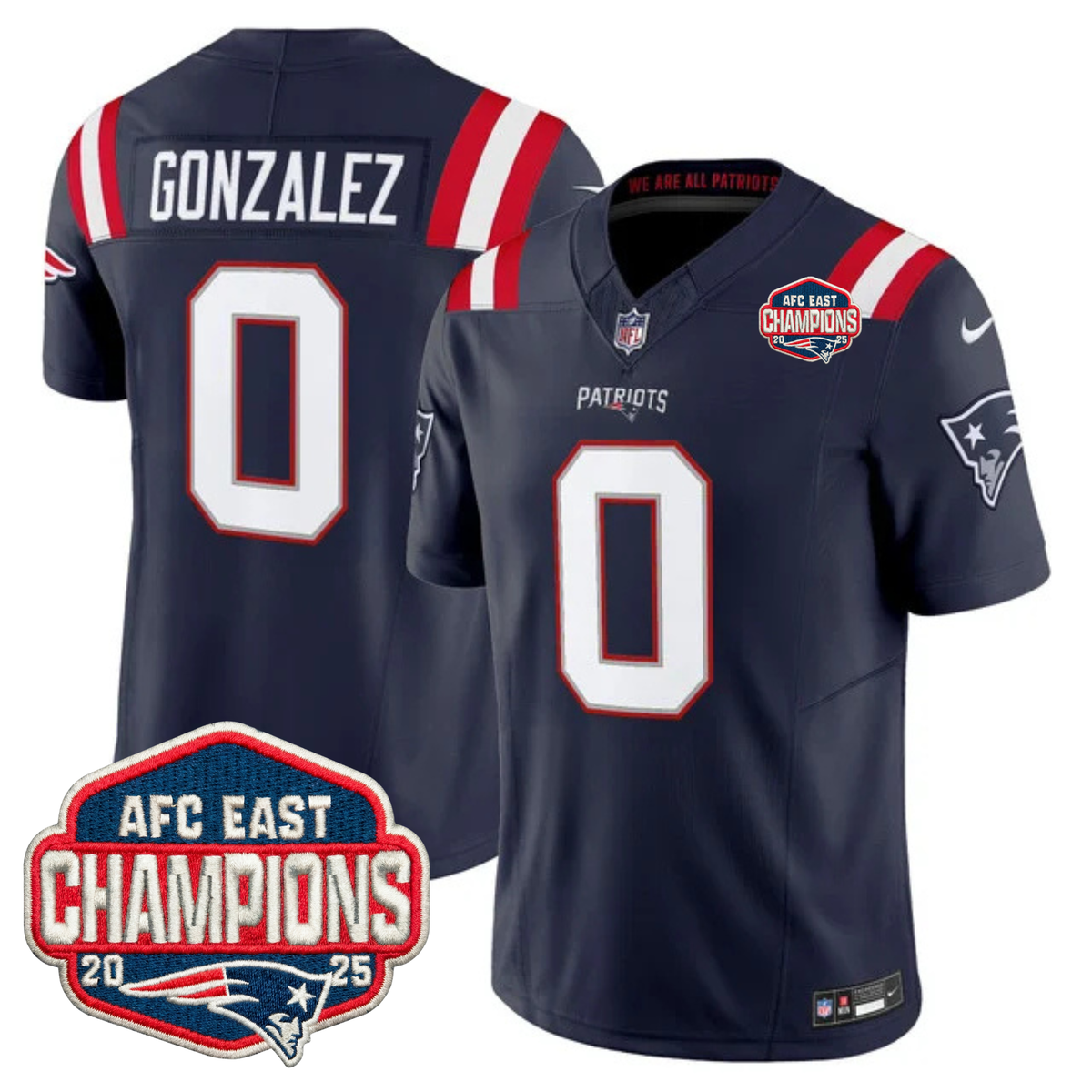 NE AFC East Champions Patch Vapor Limited Jersey - Stitched