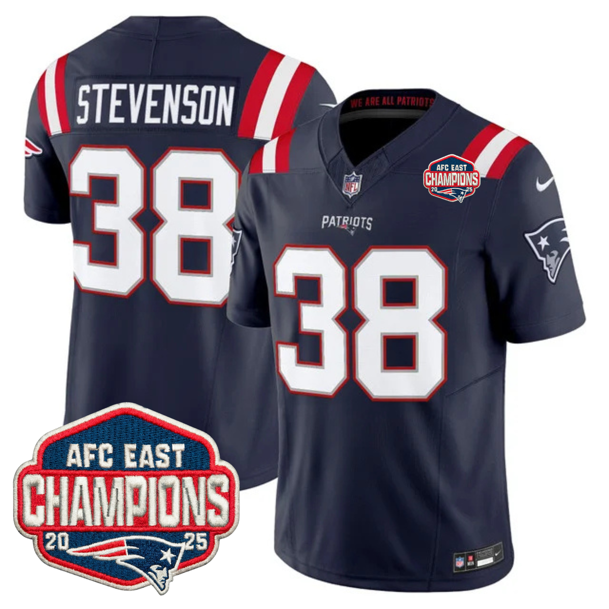 NE AFC East Champions Patch Vapor Limited Jersey - Stitched